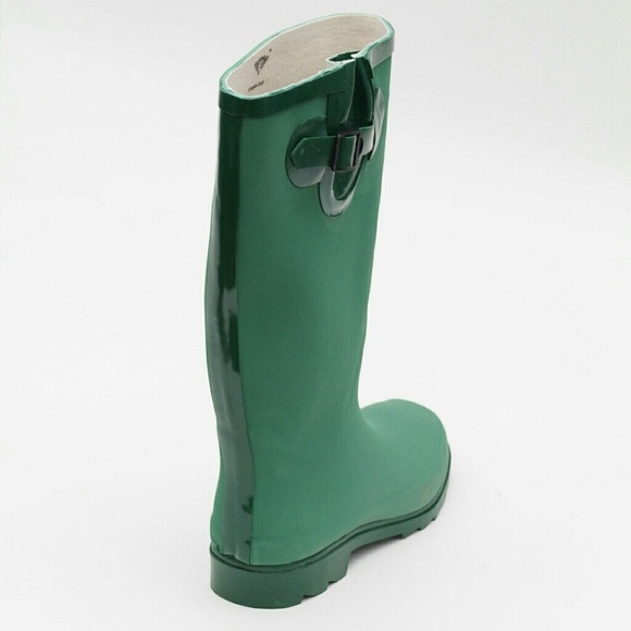 Women's Rainboots, Tall Matte Rain Boots, RB-1518 Green - Picture 2 of 3